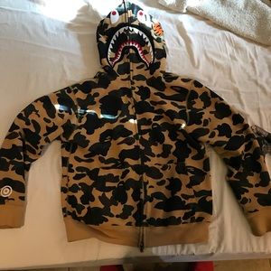 Bape 1st shark full zip hoodie yellow camo
